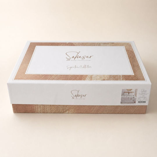 Şaheser Set Huse Pentru Pilote 200x220cm Dublă Cu 4 Fețe De Pernă & 1 Cearșaf Natural
