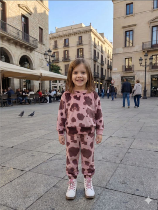 Kids Sweatpants Set With Top Pink