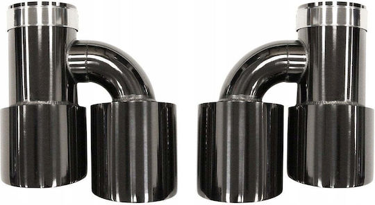 Mtuning Auslass Schalldämpfer Typ: 33 89mmx2 Eingang 70mm Schwarz Chrom Set