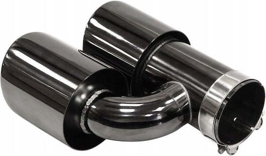 Mtuning Auslass Schalldämpfer Typ: 33 89mmx2 Eingang 70mm Schwarz Chrom Set
