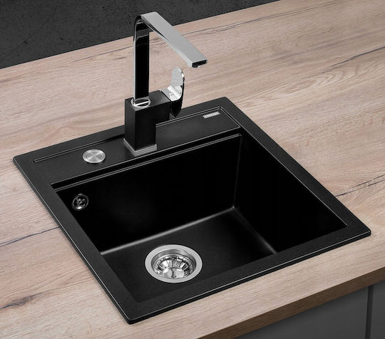 Concept Drop-In Kitchen Sink Made of Liquid Granite 51x49cm Black