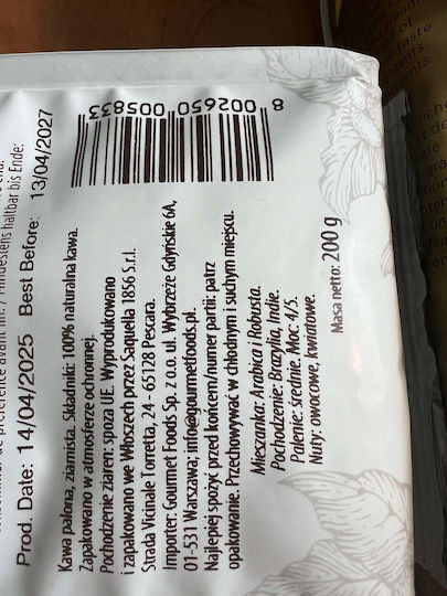 Saquella Coffee Espresso Arabica Grains 200gr