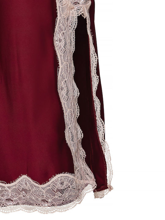 Summer Maxi Slip Dress Satin Cherry Red
