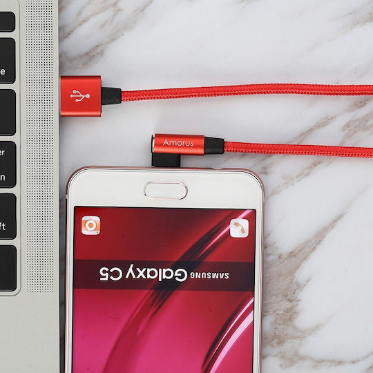 Amorus Редовен USB 2.0 към Микро USB Кабел Червен 662800573B 1 Брой