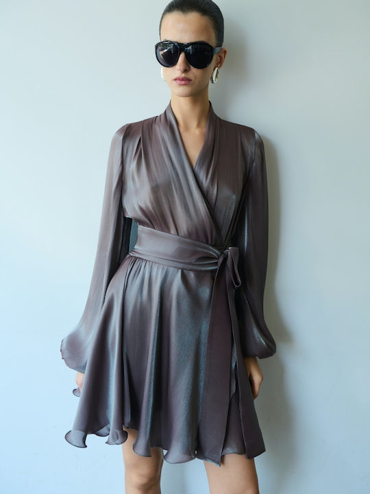 Summer Mini Evening Shirt Dress Wrap Smoky Mauve