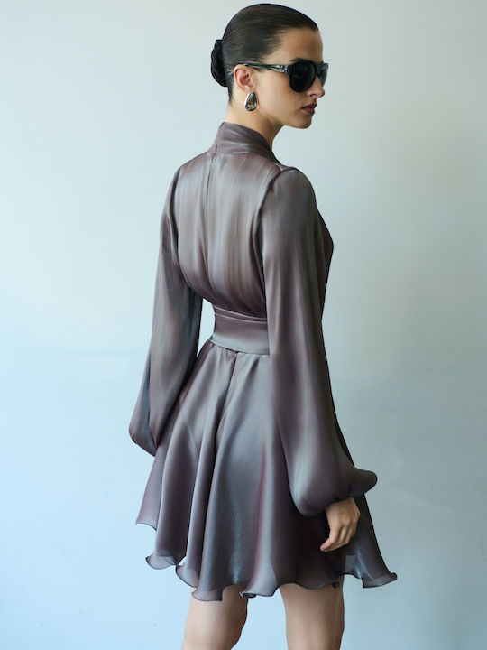Summer Mini Evening Shirt Dress Wrap Smoky Mauve