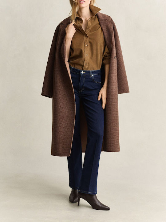 Long Sleeve Women's Corduroy Shirt Brown