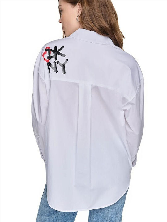 Langärmeliges Damenhemd Wht/blk