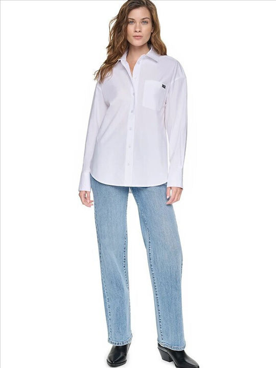 Langärmeliges Damenhemd Wht/blk