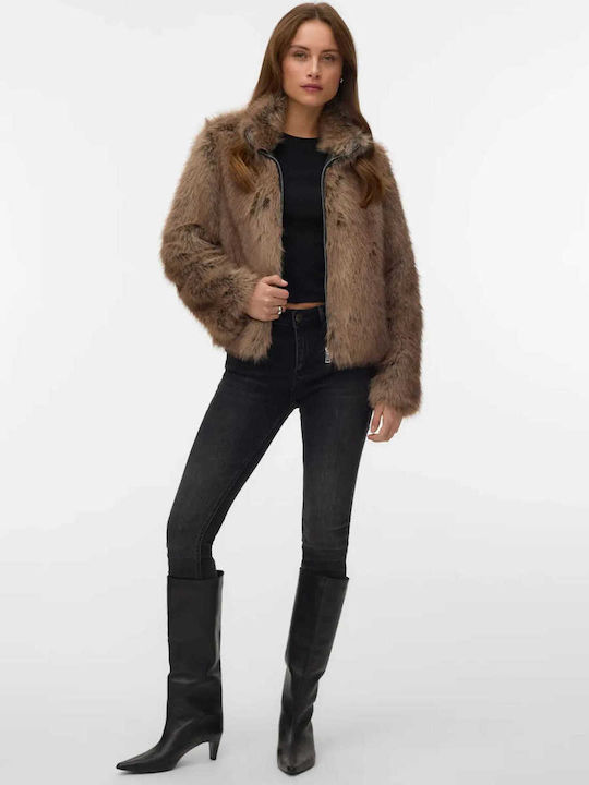 Vero Moda Short Women's Jacket for Winter Silver Mink