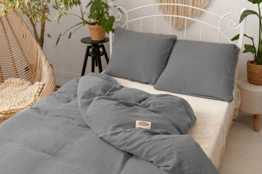 Multitex Bettbezüge Baumwoll-Set 140x200cm Einzelbett mit Kissenbezug Muslin
