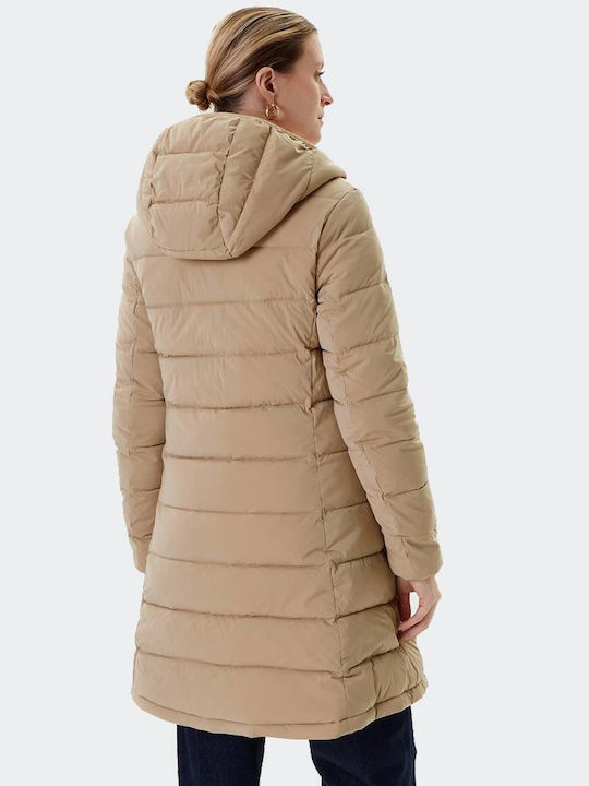 New Aleta Дълго Дамско Puffer Яке за Зима Бежово