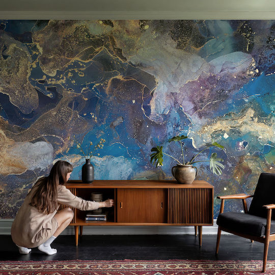 Blue Wall Wallpaper 104x70cm
