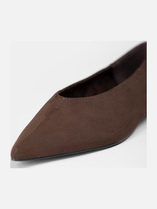 Super Mode Wildleder Damen Ballerinas Spitz zulaufend Braun
