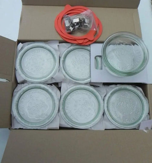 Weck Set of 12 Pieces Glass Transparent Jars for General Use Coffee with Airtight Lid 220ml 12 Pieces