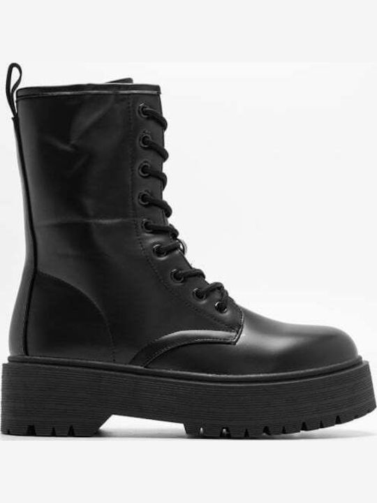 Damen Kampfstiefel Schwarz