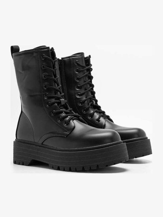Damen Kampfstiefel Schwarz