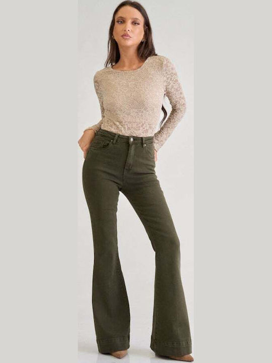 Women's Flared Khaki Jean Pants