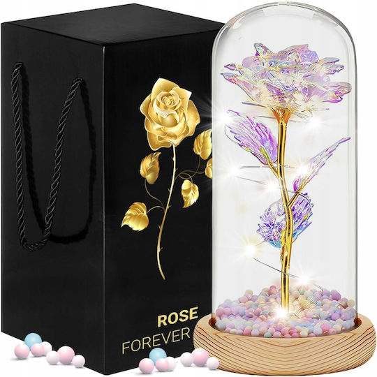 All Saints White Rose 22cm in Glass with LED Aptel