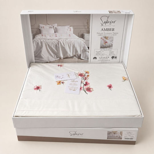 Şaheser Set Huse Pentru Pilote 200x220cm Dublă Cu 4 Fețe De Pernă & 1 Cearșaf Cream