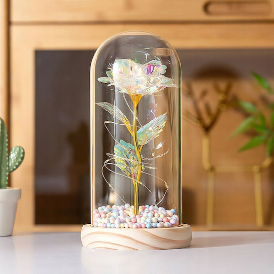 All Saints White Rose 22cm in Glass with LED Aptel