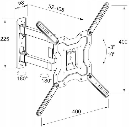 Montis MT193 Стенна телевизионна стойка до 55" и 35 кг Сребриста