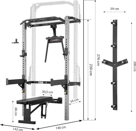 HMS Мултифункционална спортна зала за фитнес с тежести 200 kg