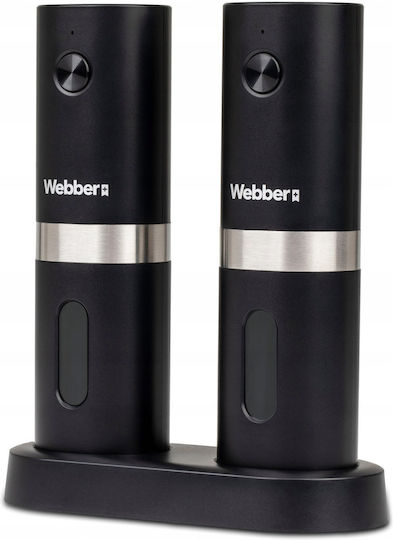Webber Комплект Електрически Мелници за Подправки от Пластмаса в Черен Цвят 16cm 2бр
