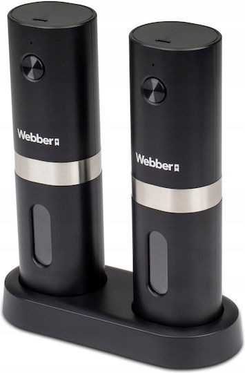 Webber Комплект Електрически Мелници за Подправки от Пластмаса в Черен Цвят 16cm 2бр