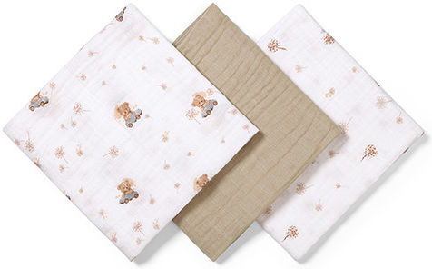 Babyono Muslin Swaddle Blankets Beige 70x70cm 3pcs Babyono Muslin Swaddle Blankets Beige 70x70cm 3pcs
