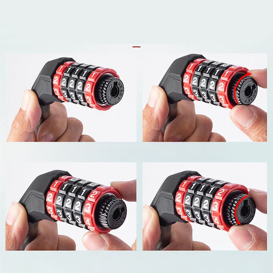 Rockbros Катинар За Велосипед Rks507 5-Цифрен Код Стоманен Кабел 180 См Черен 5907769390128