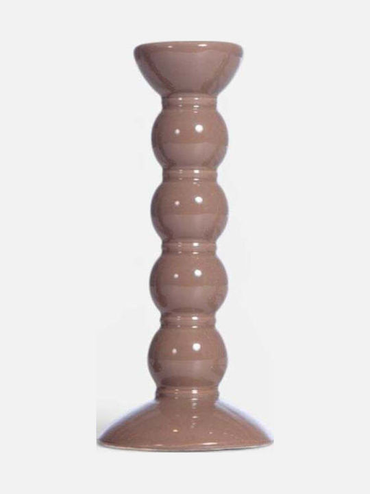 Nef-Nef Homeware Soil Kerzenhalter Keramik in Braune Farbe 8.5x19.5cm