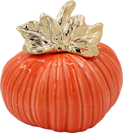 Decorative Ceramic Pumpkin Φ12x11 In Orange Gold Keskor 68278-2