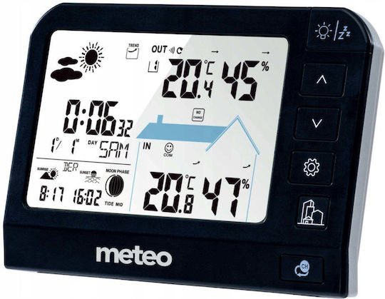 Meteo Wireless Digital Tabletop Black Weather Station