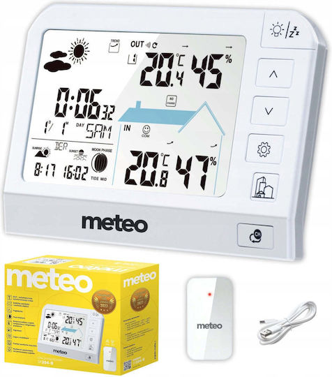 Meteo DCF Wireless Weather Station Digital Tabletop White