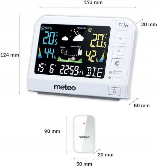 Meteo Kabellose Wetterstation Digital Tischplatte Weiße