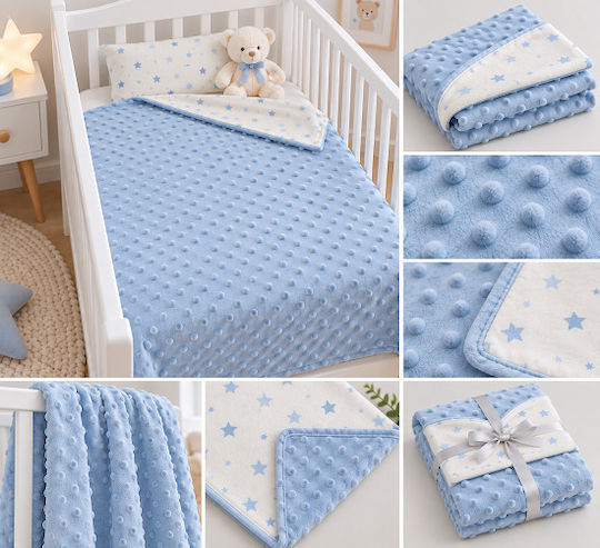 Pierre Cardin Cot Blanket Toppy Fleece Light Blue 110x140cm