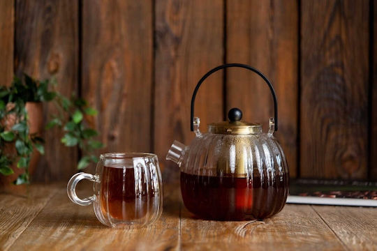 Vialli Design Стъклен чайник с филтър Златист 1000ml