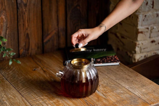 Vialli Design Стъклен чайник с филтър Златист 1000ml