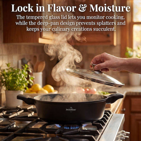 Swiss Haus Aluminum Pan with Lid with Non-Stick Coating 40cm