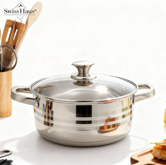 Swiss Haus Stainless Steel Saute Pan with Lid with Ceramic Coating 24cm