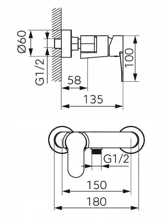 Ferro Mixing Shower Faucet Silver
