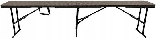 Plastic Catering Outdoor Foldable Table with Metal Frame Technorattan 183x28x8cm
