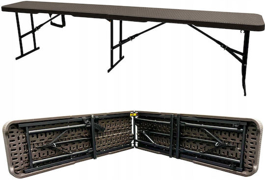 Plastic Catering Outdoor Foldable Table with Metal Frame Technorattan 183x28x8cm
