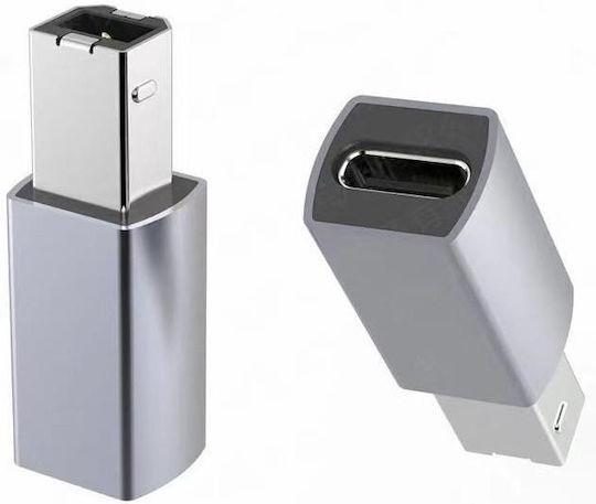 PremiumCord Μετατροπέας USB-C female σε USB-B male Ασημί