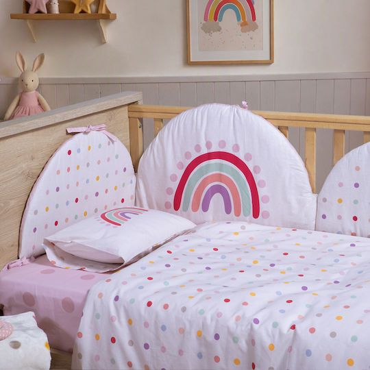 Nef-Nef Homeware Set Baby Crib Sheets Cotton Dots Pink 170x120cm 3pcs