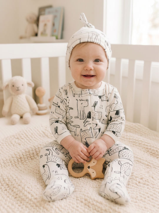 Serafino Set Onesie With Cap White Serafino Set Onesie With Cap White