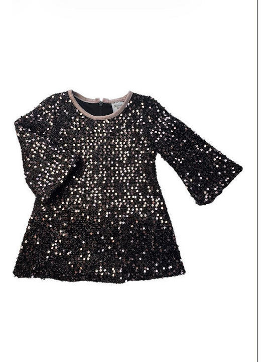 Girls Dress with Black-Pink Sequins G513
