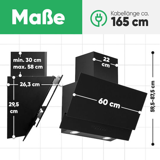 Bomann DU 7607 G Απορροφητήρας Καμινάδα 60cm Matt Black