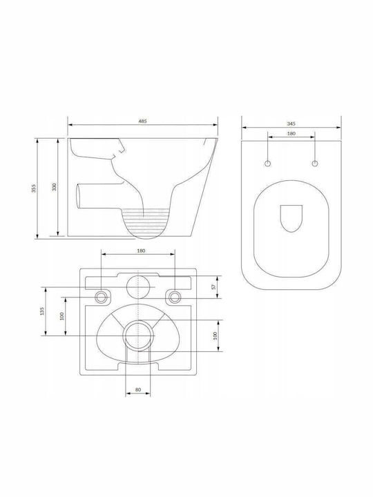Omnires Λεκάνη Κρεμαστή με Κάλυμμα Duroplast Λευκή 5902539824407